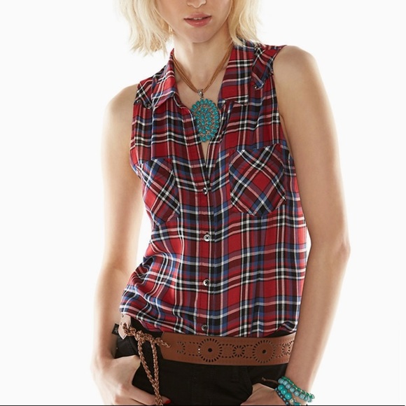 ROCK & REPUBLIC Plaid Studded Twill Shirt - Picture 1 of 8